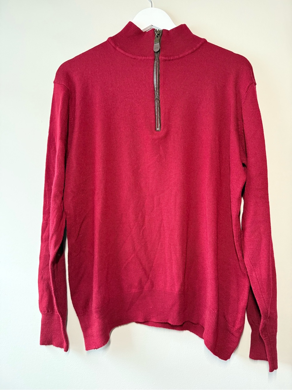Orvis 100% Merino Wool Quarter Zip Sweater Red Men’s XL